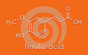 Ferulic acid herbal antioxidant molecule. Skeletal formula.