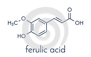 Ferulic acid herbal antioxidant molecule. Skeletal formula.