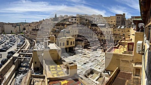 Morocco, Africa, Fes, tannery, leather, workers, traditional, job, travel, panoramic, view