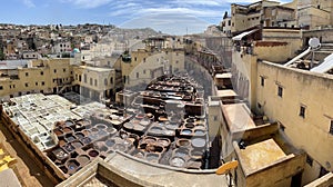 Morocco, Africa, Fes, tannery, leather, workers, traditional, job, travel, panoramic, view