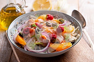 fesh salad with salmon fennel and raspberry