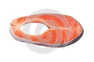 Fesh salmon fish slice isolated on white background.