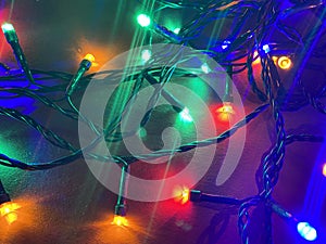 Fesitve Christmas background with garland lights