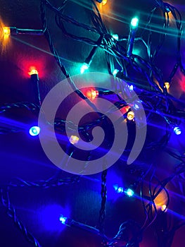 Fesitve Christmas background with garland lights