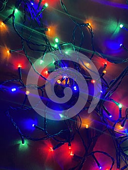 Fesitve Christmas background with garland lights