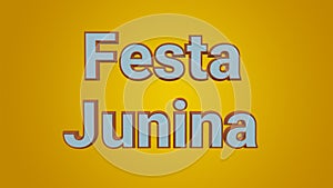 Festa Junina 3d Illustration on Yellow Background. Brazil June Festival Design Typography for Greeting Card, Invitation or Holiday