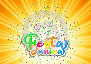Festa Junina background with colourful lettering and confetti