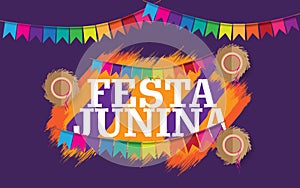 Festa junina background with hat and lantern