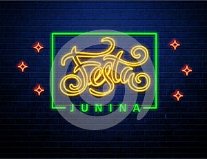 Festa junina background holiday neon sign
