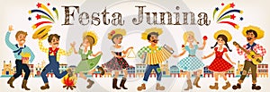 Festa Junina - Brazil June Festival. Folklore Holiday. Characters. photo