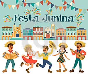 Festa Junina - Brazil June Festival. Folklore Holiday. Characters. photo