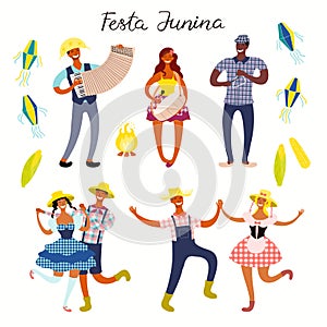 Festa Junina characters set