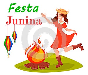 Festa Junina greeting card, poster, banner or invitation