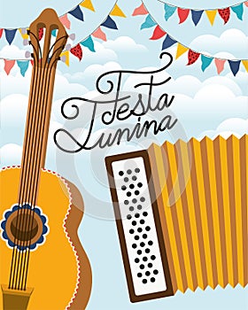 Festa junina with guitar and accordion instruments