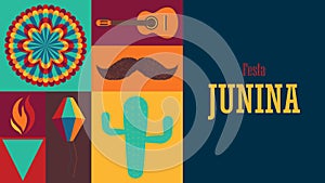 Festa Junina minimalist poster, vector illustration