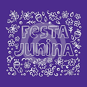 FESTA JUNINA MONOBLUE Brazil Holiday Vector Lettering Set