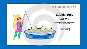 Festival Carnival Game Playing Little Girl Vector