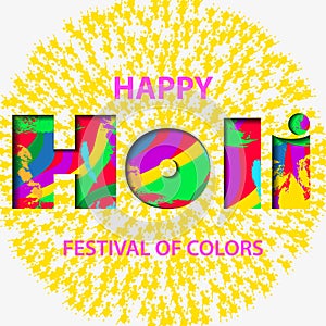 Festival of colors.Colorful Happy Holi background.Watercolor Happy Holi and Dol Yatra celebration card.