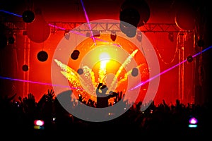 Festival Crowd Silhouette Confetti Explosion