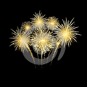 Festival firework. Colorful carnival fireworks holiday background. Vector illustration isolated on dark background