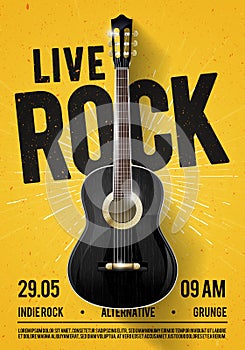 Vector Illustration Beautiful Live Classic Rock Music Poster template. For Concert Promotion in Clubs, Bars, Pubs and Public Place