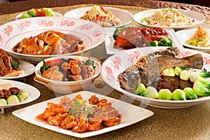 Festival fortune lunch or dinner buffet in Chinese style in asia