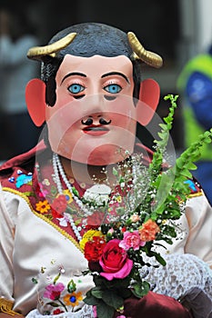 festival mask from, Arequipa Peru the carnival of implies being part of it and enjoying events that include the parade of colorful photo