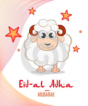 Festival of sacrifice Eid-Ul-Adha. Lettering translates as Eid Mubarak blessed holiday of Muslims.