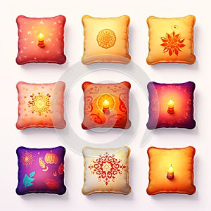 Festival-themed cushions diwali watercolor illustration photo