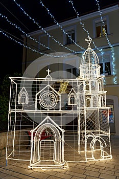 festival xmas lights shaped church artistic art mood show