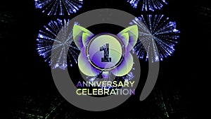 Festivals 1 Year Anniversary. Party Events Based. fireworks Mix colors Videos
