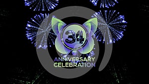 Festivals 34 Year Anniversary. Party Events Based. fireworks Mix colors Videos