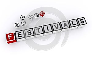 festivals word block on white