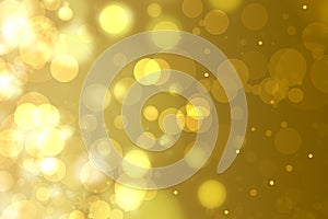A festive abstract delicate golden yellow orange gradient background texture with glitter defocused sparkle bokeh circles and