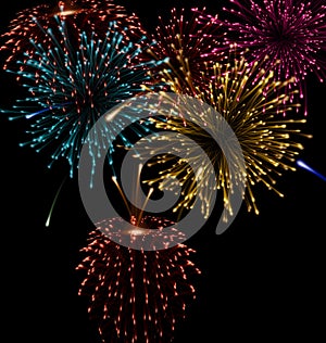 Festive abstract firework bursting in various