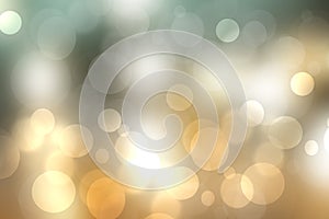 A festive abstract golden turquoise gradient background texture with glitter defocused sparkle bokeh circles. Card concept for