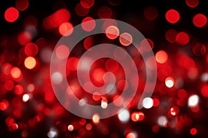 Festive abstract red bokeh background with merry christmas lights for holiday celebrations