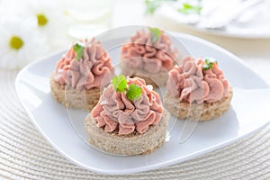 Festive appetizer: sandwich with pate