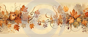 Festive autumn and Happy Thanksgiving decor from pumpkins, berries and leaves. Ai Generated