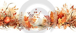 Festive autumn and Happy Thanksgiving decor from pumpkins, berries and leaves. Ai Generated