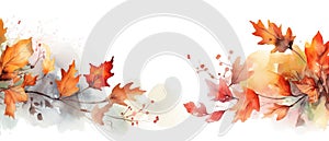 Festive autumn and Happy Thanksgiving decor from pumpkins, berries and leaves. Ai Generated