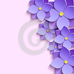 Festive background with 3d flowers violets
