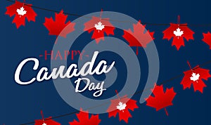 Festive background, Canada Day. Maple leaves garland. Vector