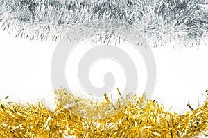 Festive background with gold and silver garland