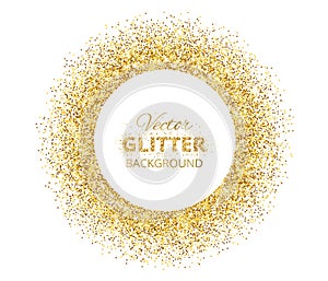 Festive background with golden glitter circle frame