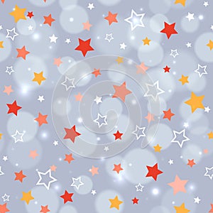 Festive background with multi color stars. Holiday seamless pattern. Party festive background. Pattern for holiday wrapping paper