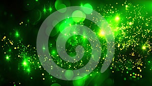 Festive background with shining green and golden bokeh. St. Patrick's Day backdrop