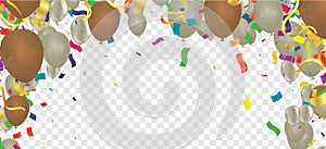 Festive balloons background birthday party colored confetti