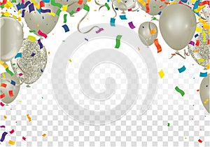 Festive balloons background birthday party colored confetti