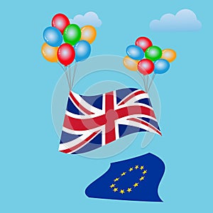 Festive balloons background with United Kingdom Flag. Brexit.